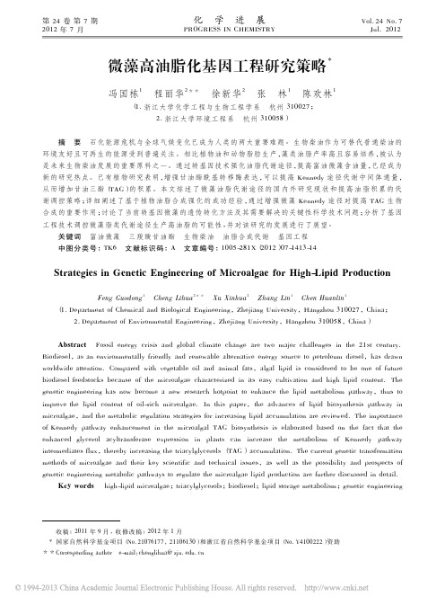 微藻高油脂化基因工程研究策略_冯国栋