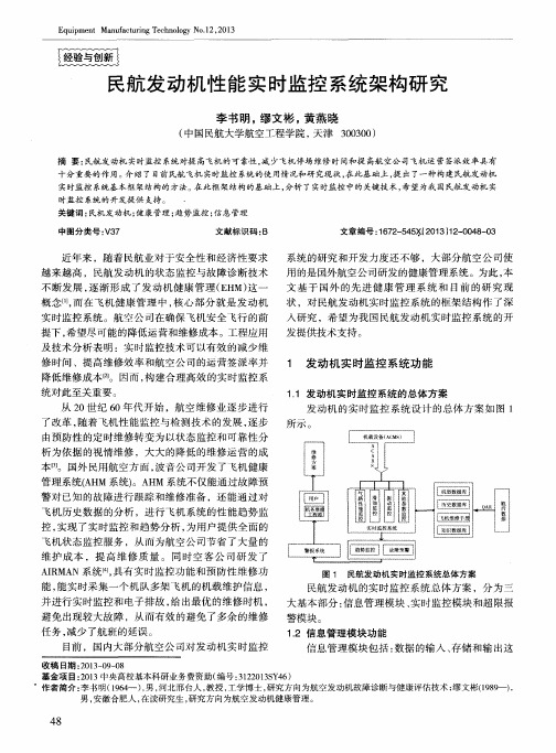 民航发动机性能实时监控系统架构研究