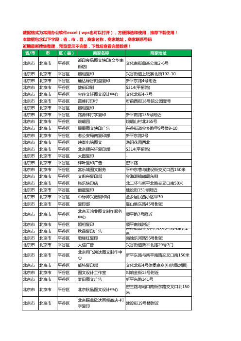 2020新版北京市北京市平谷区复印工商企业公司商家名录名单黄页联系电话号码地址大全34家