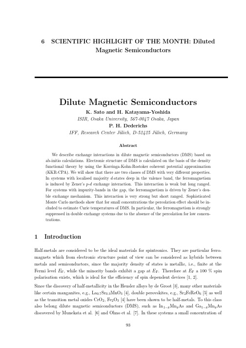 Dilute Magnetic Semiconductors