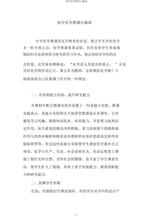 初中化学教学点滴谈