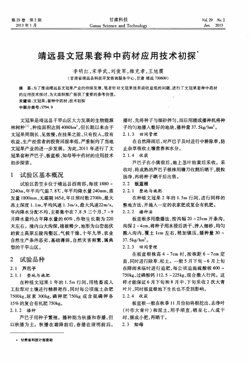 靖远县文冠果套种中药材应用技术初探