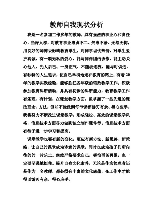 教师自我现状分析