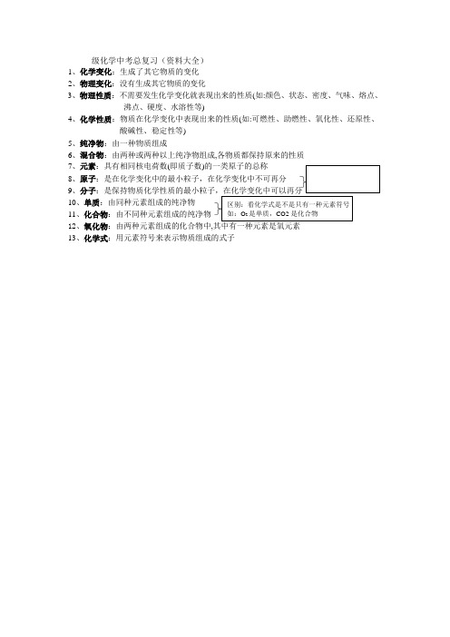 中考化学总复习资料大全