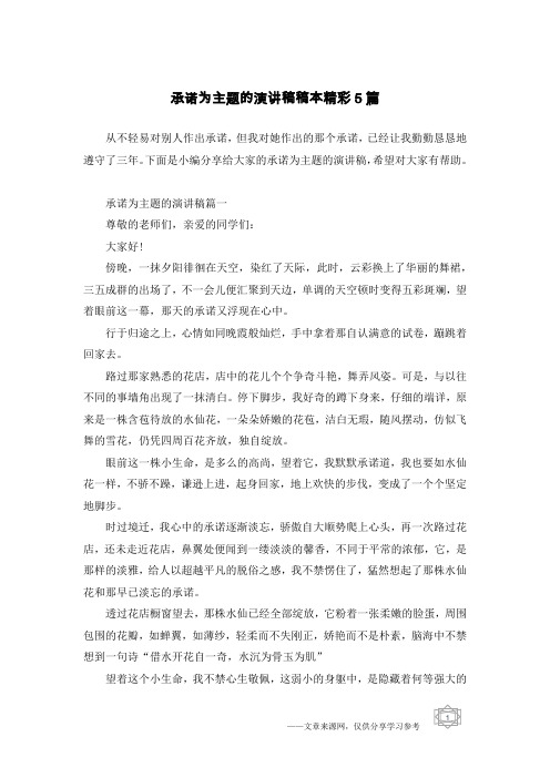 承诺为主题的演讲稿稿本精彩5篇