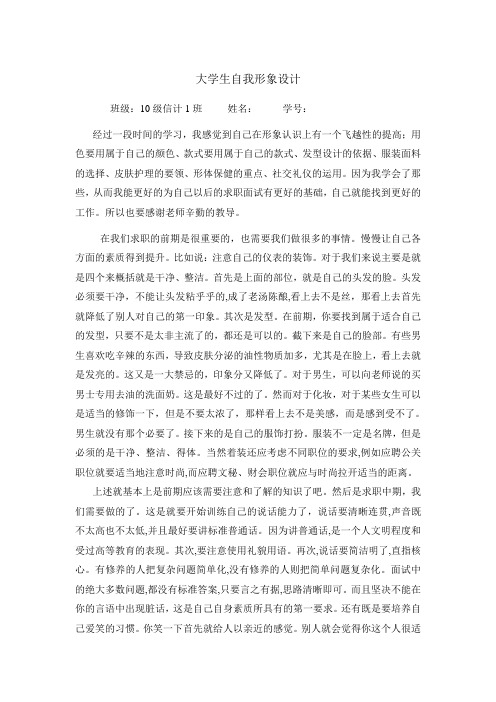 自我形象设计作业