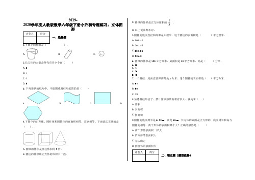 六年级下册小升初专题练习：立体图形及答案-人教版