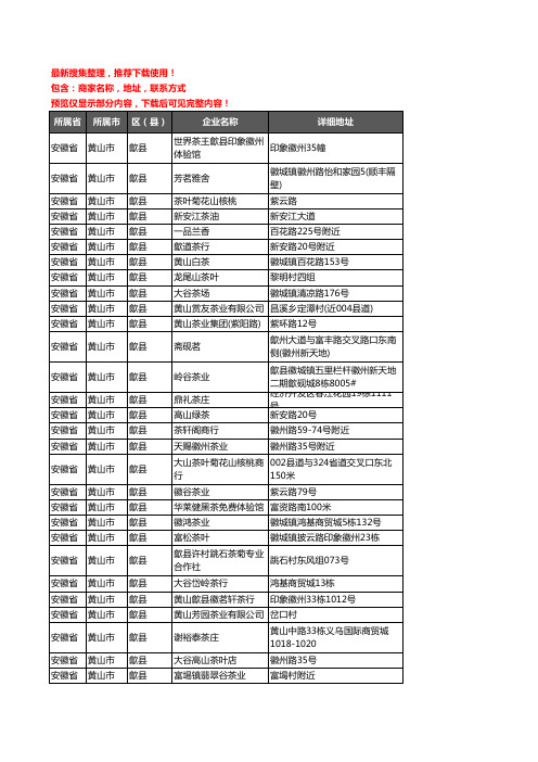 新版安徽省黄山市歙县茶庄企业公司商家户名录单联系方式地址大全52家