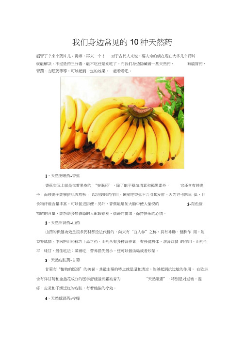 我们身边常见的10种天然药