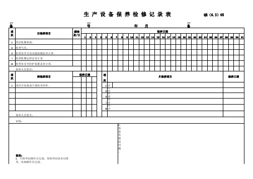生产设备保养检修记录表