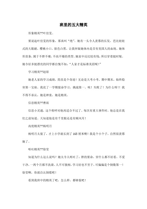 班里的五大精英_小学四年级作文400字