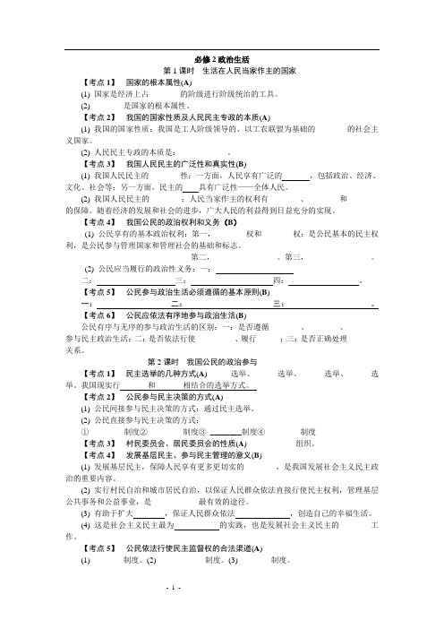 必修二政治生活小高考考点梳理