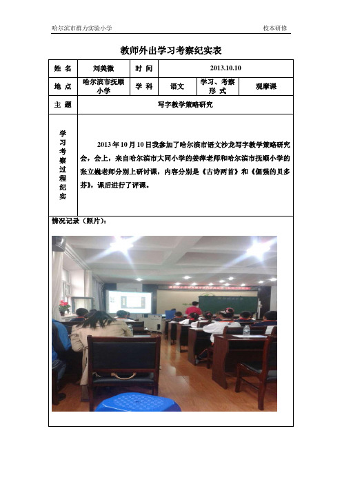 教师外出学习纪实表
