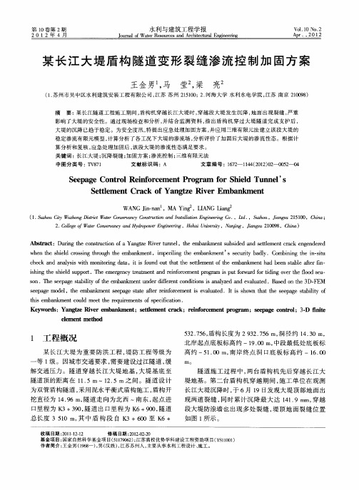 某长江大堤盾构隧道变形裂缝渗流控制加固方案