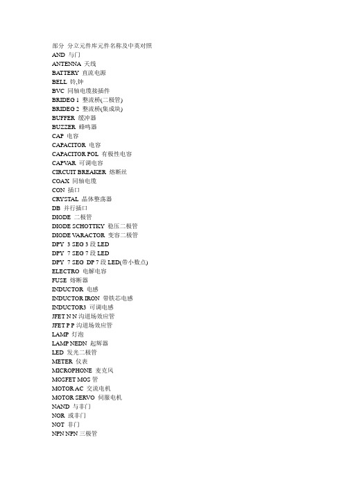 AD10元件中英文对照