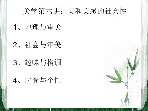 美学第六讲：美和美感的社会性
