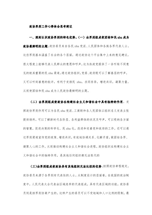 政协界别工作心得体会思考建议