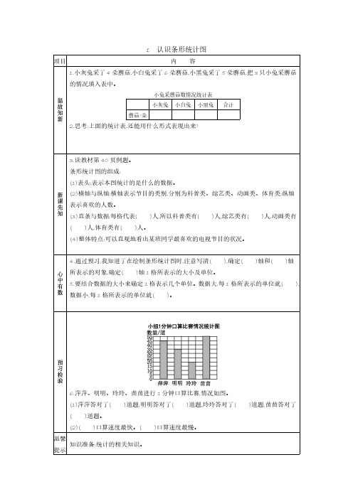 苏教版四年级上册数学教学案-1 认识条形统计图