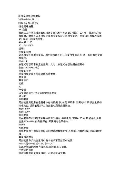 FANUC数控系统宏程序编程