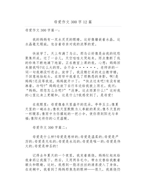 母爱作文300字12篇