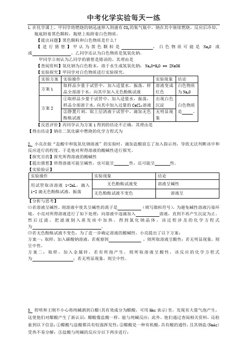 中考化学实验每天一练(含答案)