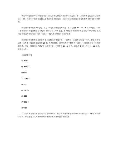 雅思阅读评分标准解析