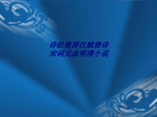 诗经楚辞汉赋唐诗宋词元曲明清小说专题培训课件