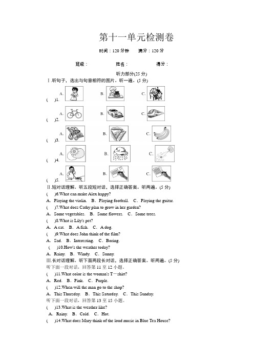 人教版2018-2019学年九年级英语下册Unit11单元测试题及答案