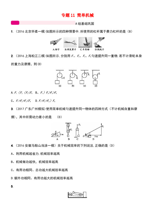 中考物理总复习专题11简单机械新人教版(new)