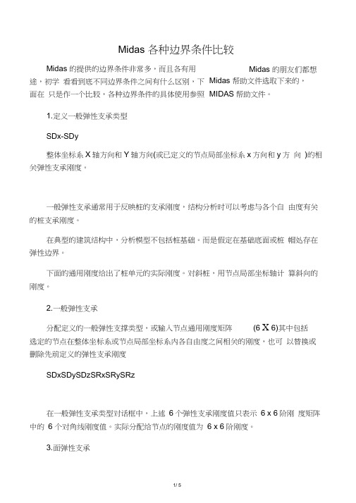 Midas各种边界条件比较