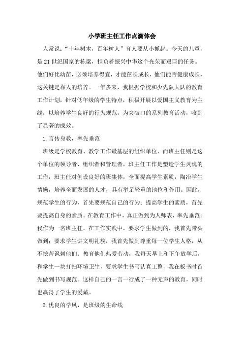 小学班主任工作点滴体会论文