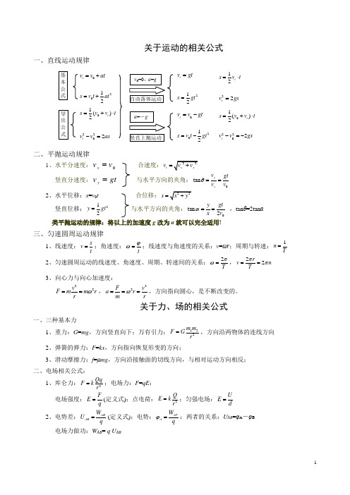 高中物理公式大全