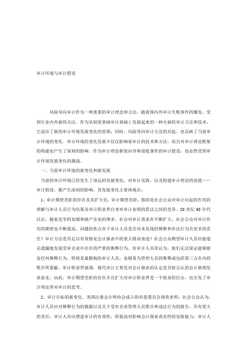 论文范文—审计环境与审计假设