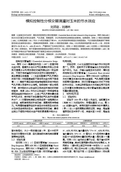 模拟控制性分根交替滴灌对玉米的节水效应