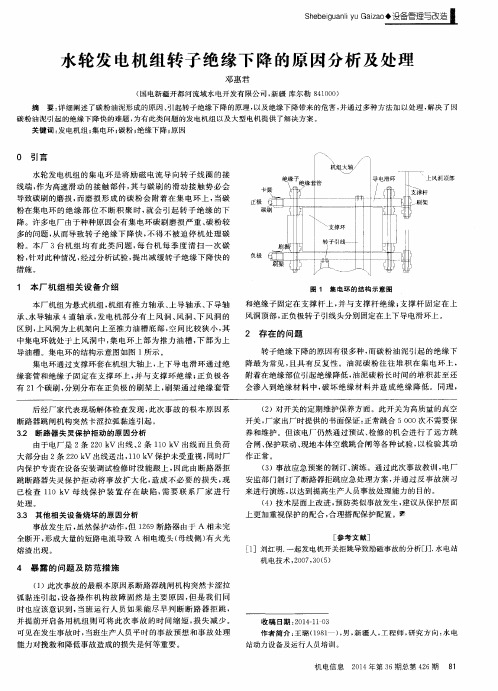 水轮发电机组转子绝缘下降的原因分析及处理
