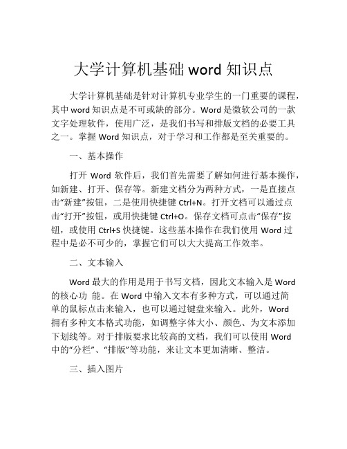 大学计算机基础word知识点