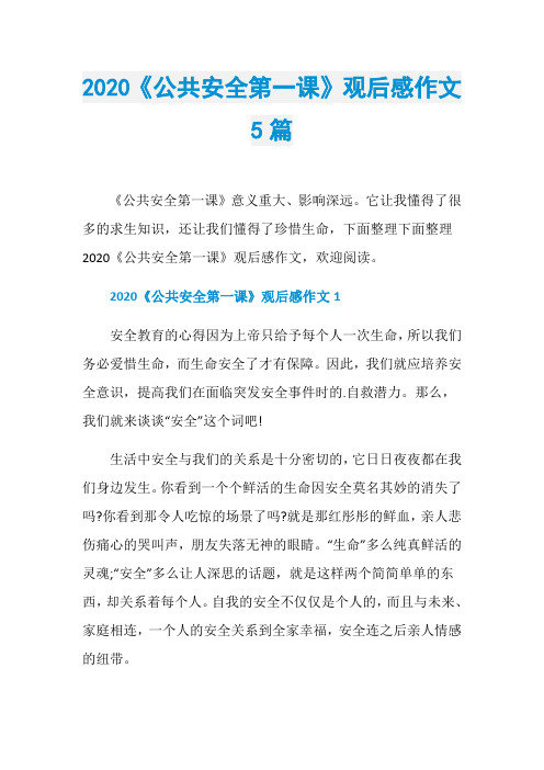 2020《公共安全第一课》观后感作文5篇