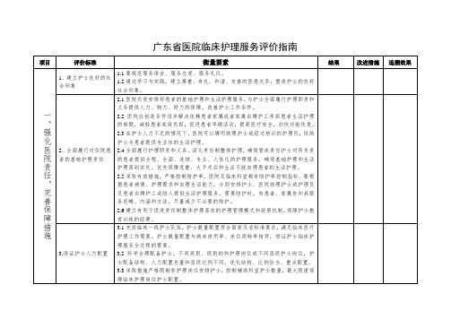 广东省医院临床护理服务评价指南.doc