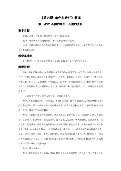 《第六课 角色与责任》教案