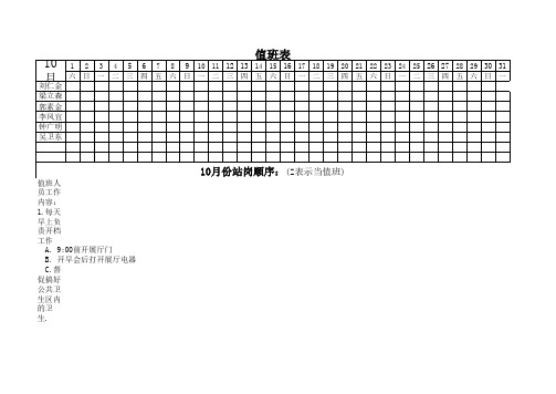 值班表(2010--8月)