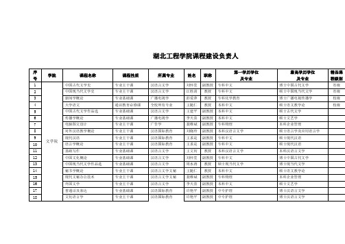 湖北工程学院课程建设负责人