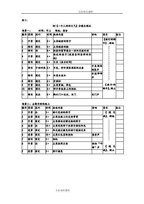 分镜头稿本案例