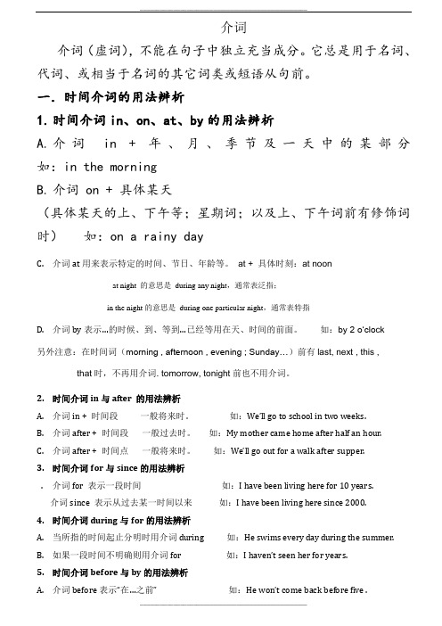 初中英语介词讲解
