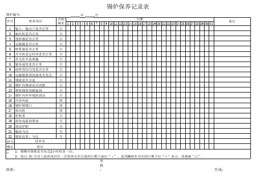 锡炉保养记录表