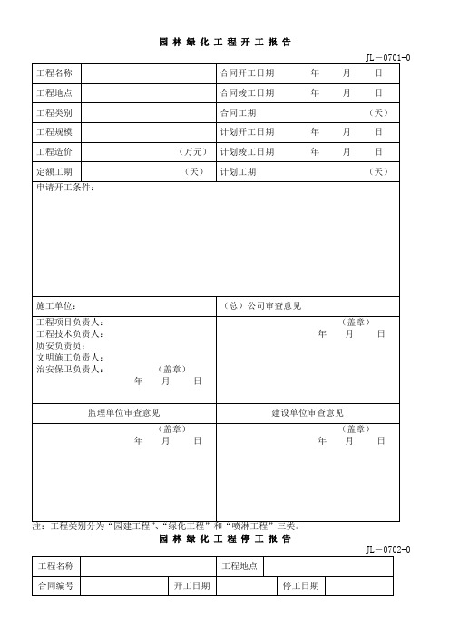 园林绿化工程表格