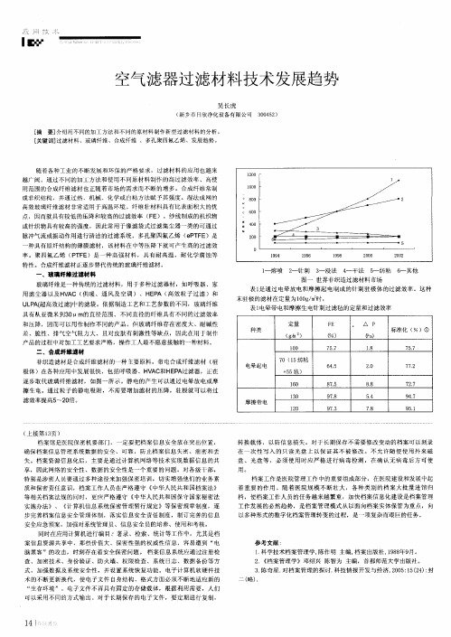 空气滤器过滤材料技术发展趋势