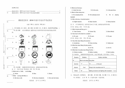 2018年湖南省岳阳市中考英语试卷及答案