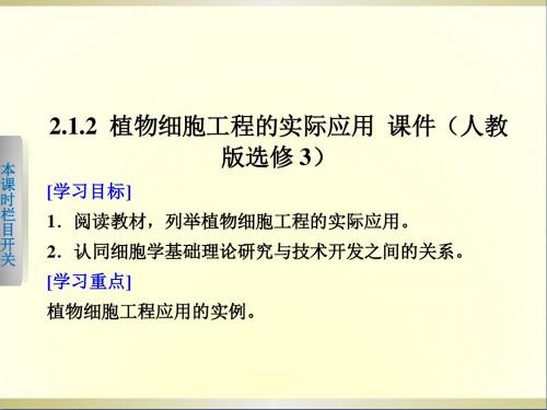 高中生物 2.1.2 植物细胞工程的实际应用课件 新人教版选修3