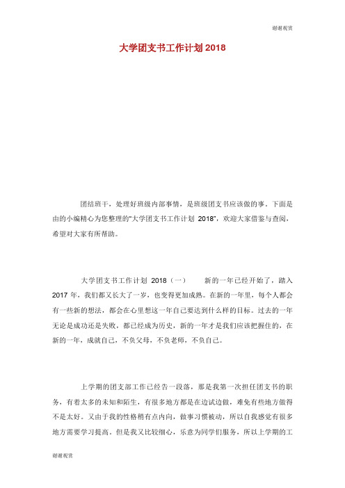 大学团支书工作计划2018.doc