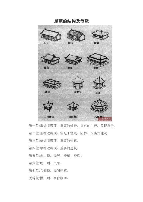 古建屋顶的结构及等级